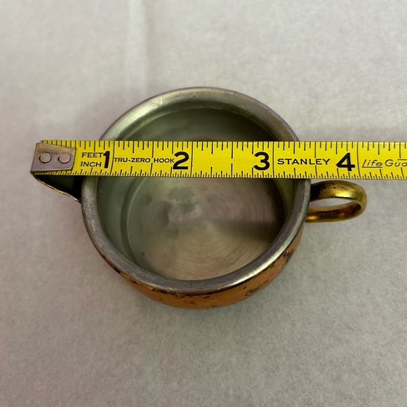 Vintage Tagus Portugal Stackable Copper/Brass Teapot Set with Creamer, Cup, Lid - Picture 8 of 11